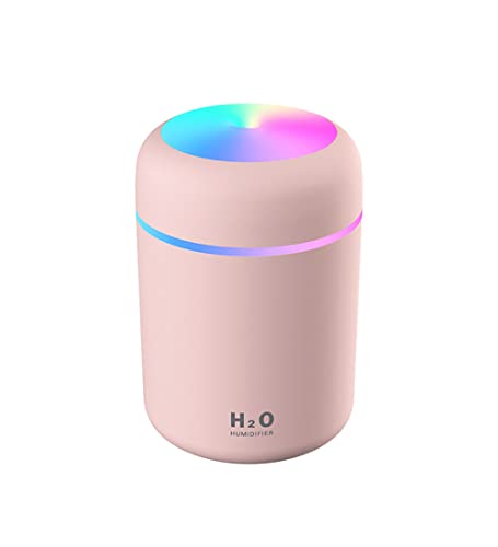 Portable Mini Humidifier - 300ml Cool Mist, LED Light, USB, Auto Shut-Off