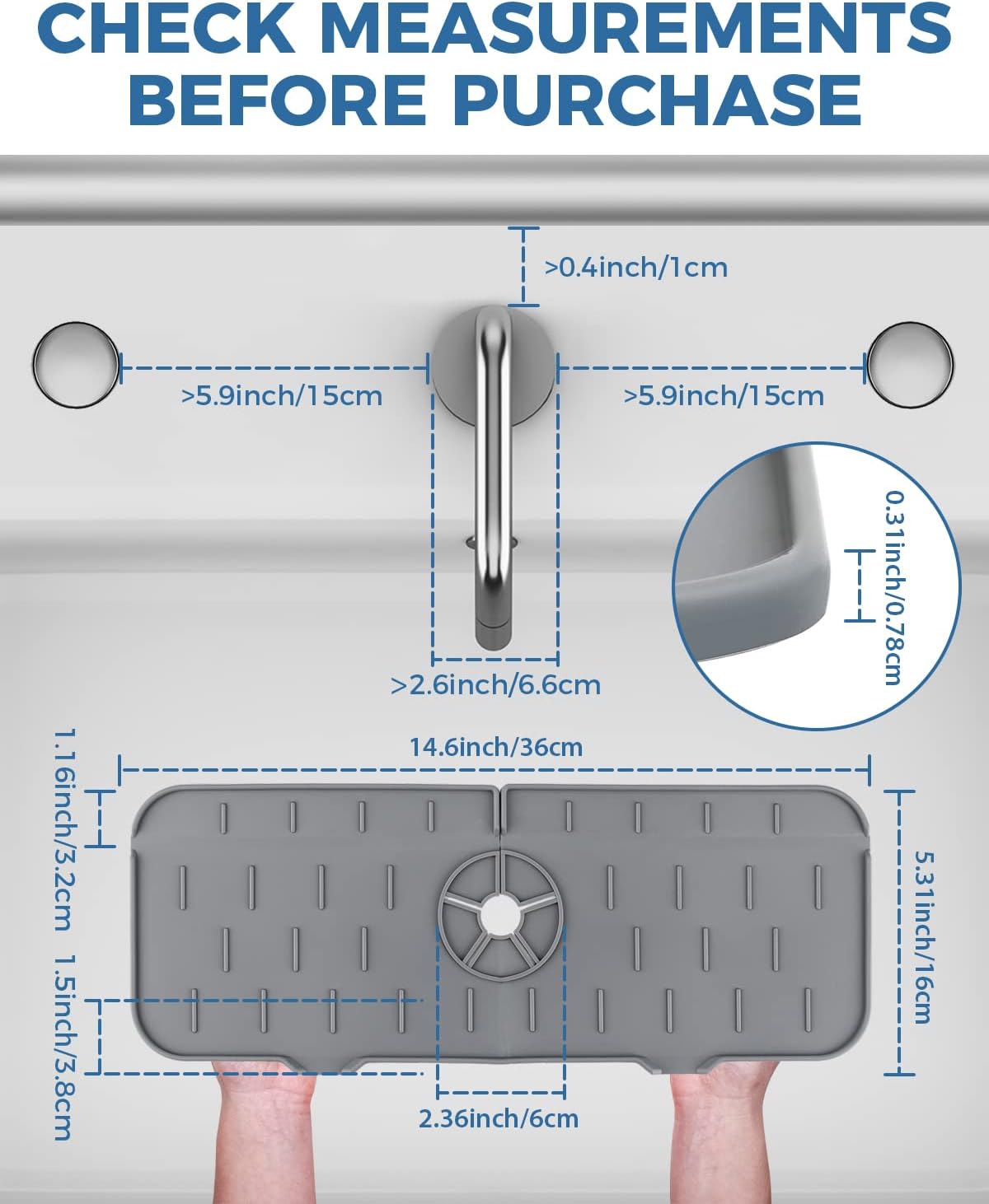 Kitchen Sink Splash Guard - Silicone Drip Catcher Tray & Sponge Holder Mat
