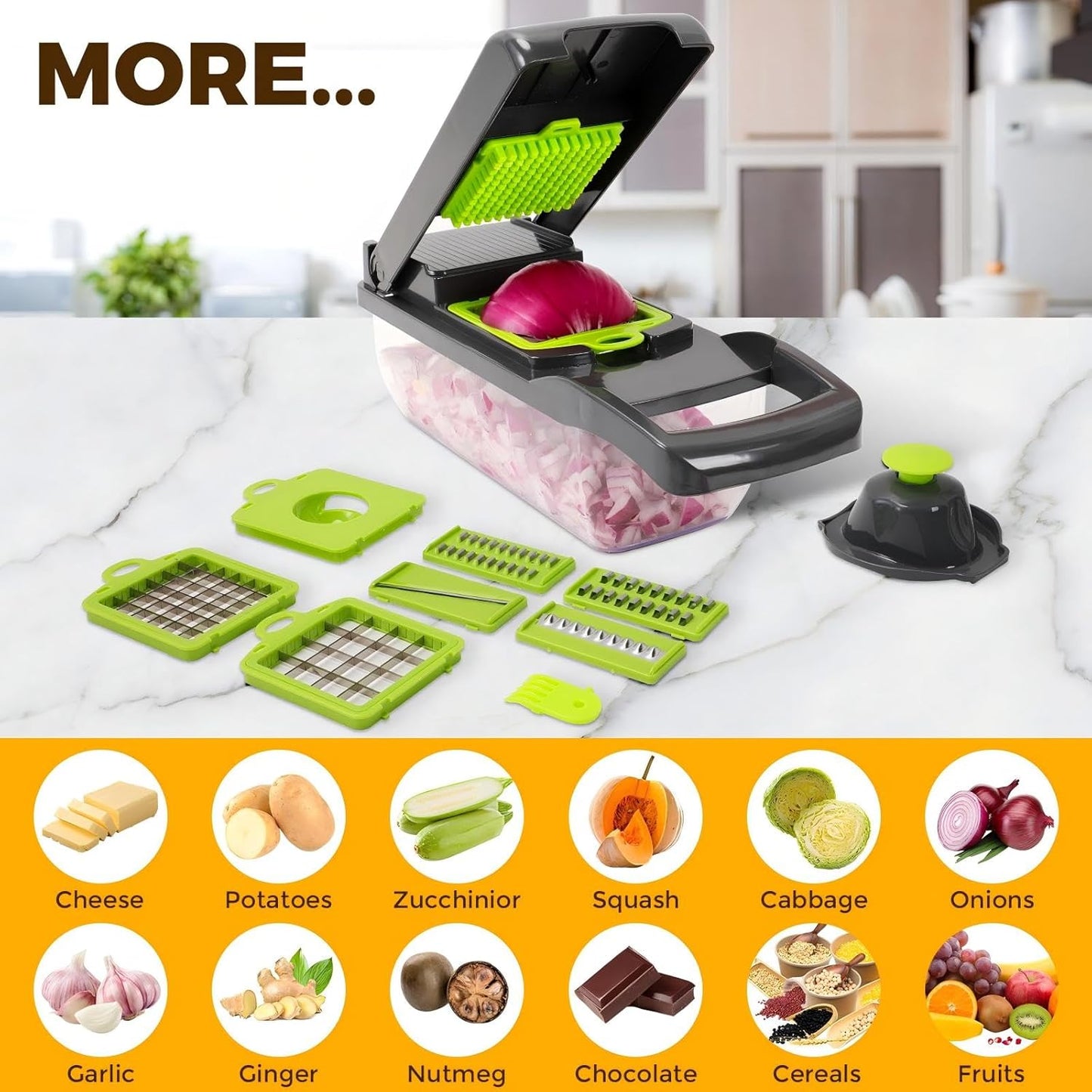 13-in-1 Vegetable Chopper - Multi Blade Food Cutter with Container