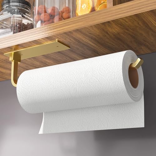 Paper Towel Holder - Matte Black, Self-Adhesive/Drilling, Under Cabinet