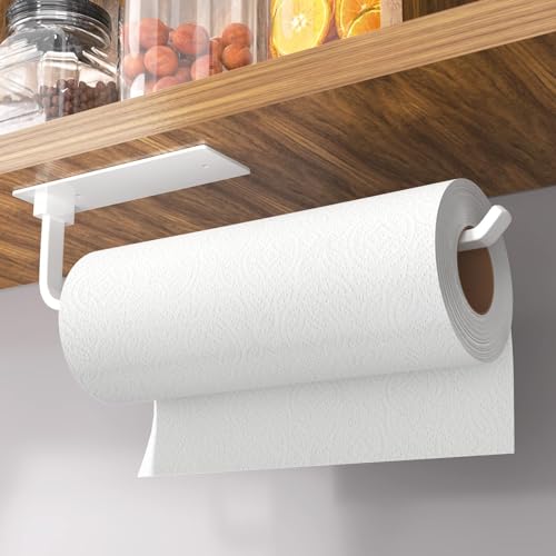 Paper Towel Holder - Matte Black, Self-Adhesive/Drilling, Under Cabinet