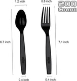 200 Count Heavy Duty Plastic Silverware Set - Forks & Spoons for Events