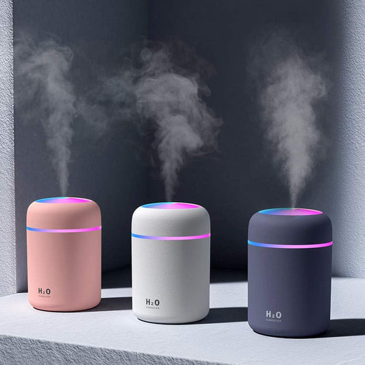 Portable Mini Humidifier - 300ml Cool Mist, LED Light, USB, Auto Shut-Off