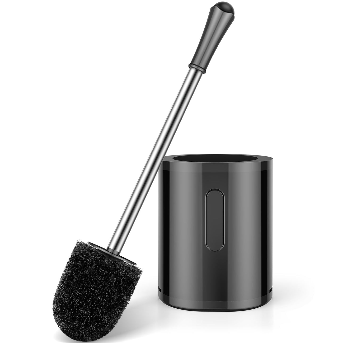 Compact Toilet Brush & Holder - Stainless Steel Handle, Drip-Proof, Space-Saving