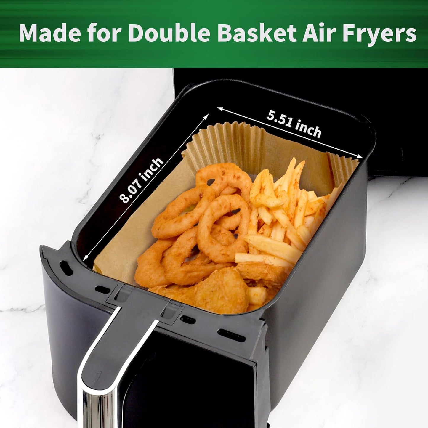 100pcs Disposable Air Fryer Liners - Rectangle Parchment Paper Sheets
