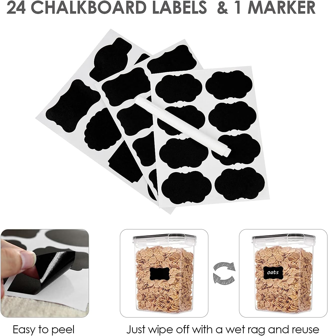 Airtight 24-Piece Food Storage Containers - BPA Free with Lids & Labels