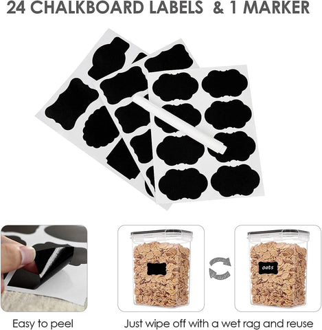 Airtight 24-Piece Food Storage Containers - BPA Free with Lids & Labels