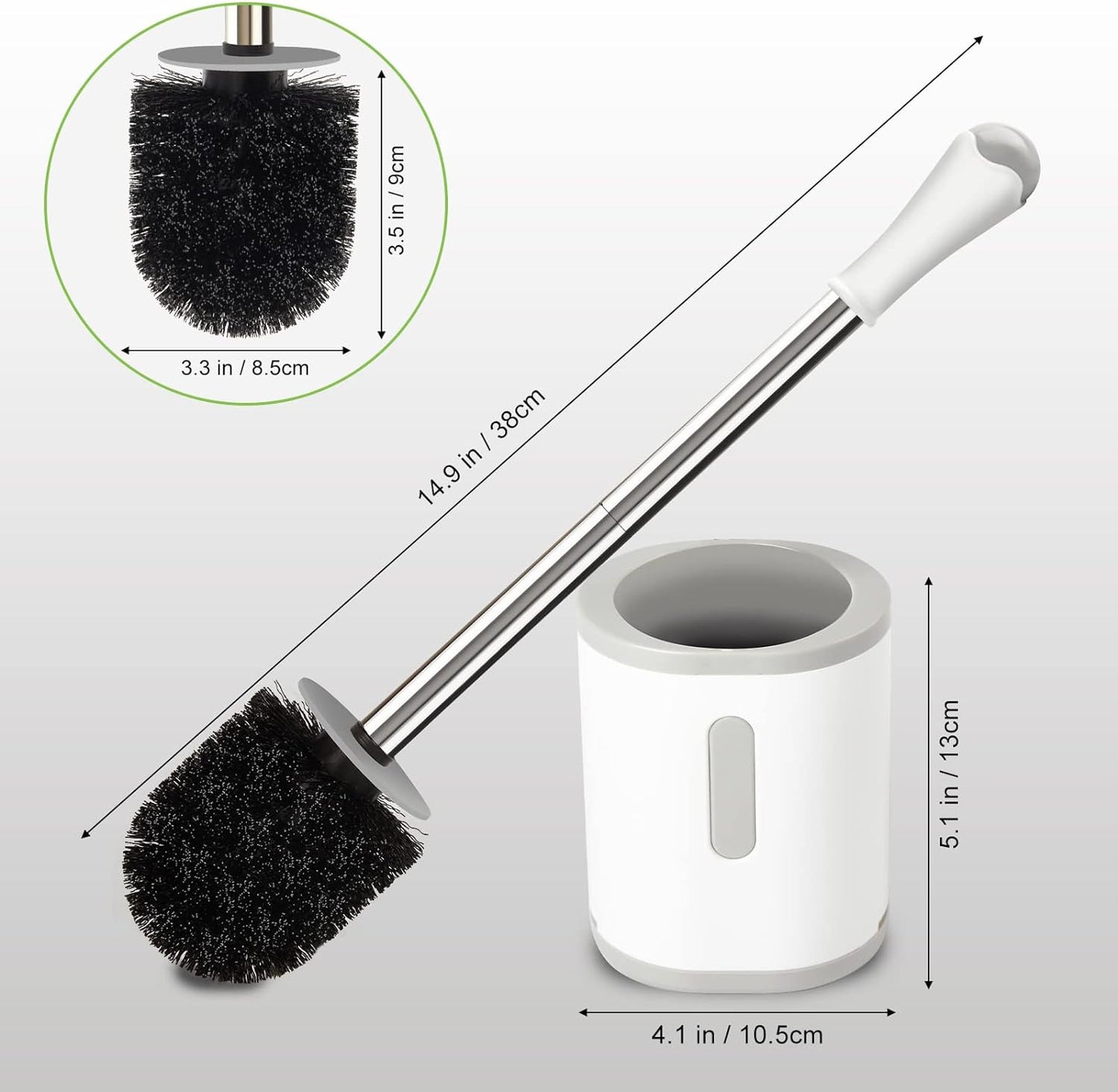 Compact Toilet Brush & Holder - Stainless Steel Handle, Drip-Proof, Space-Saving