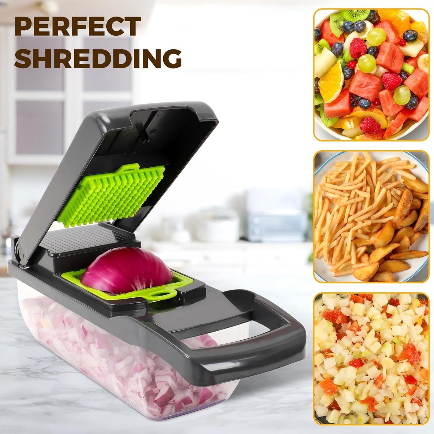 13-in-1 Vegetable Chopper - Multi Blade Food Cutter with Container