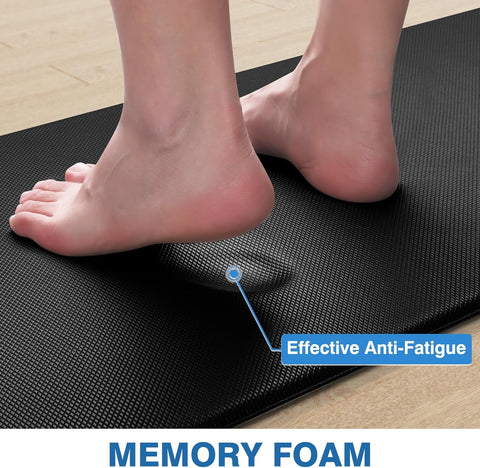 2PCS Cushioned Kitchen Mats - Anti-Fatigue, Non-Slip, Waterproof, Black Rug Set