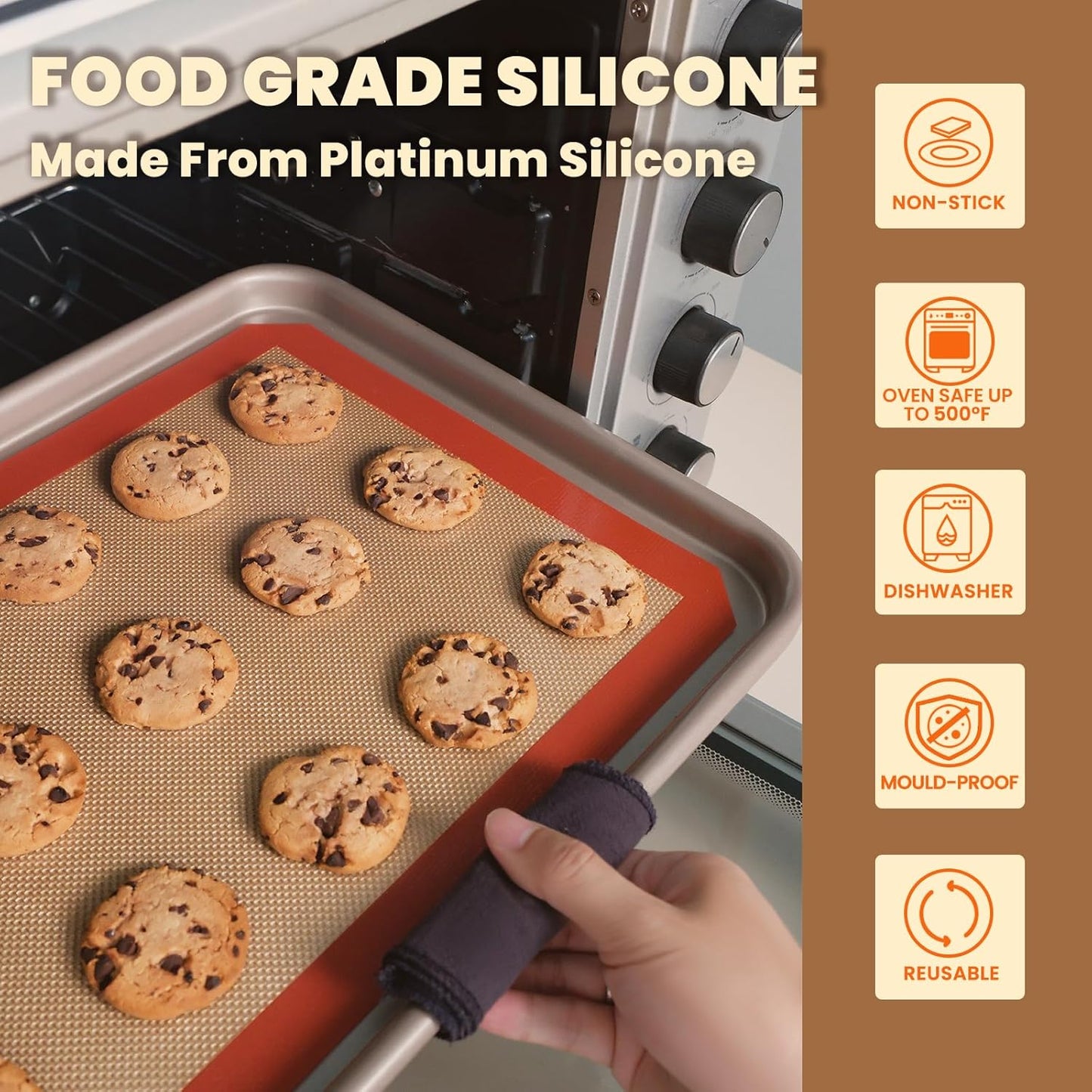 3 Pcs Silicone Baking Mat Set - Non-Stick, Reusable, Half & Quarter Sheet