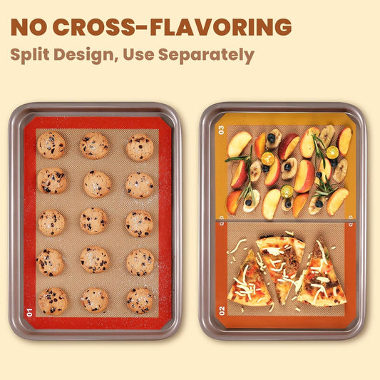 3 Pcs Silicone Baking Mat Set - Non-Stick, Reusable, Half & Quarter Sheet