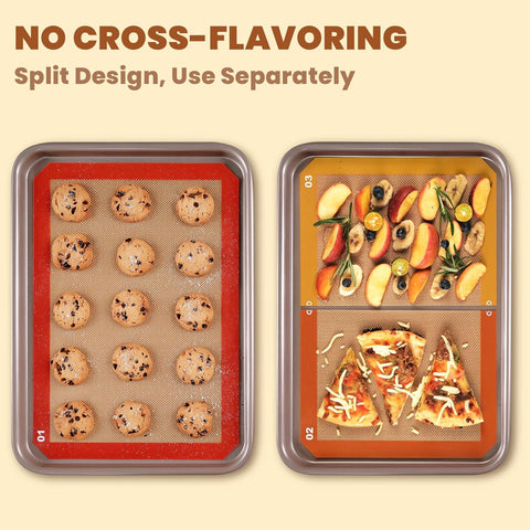 3 Pcs Silicone Baking Mat Set - Non-Stick, Reusable, Half & Quarter Sheet